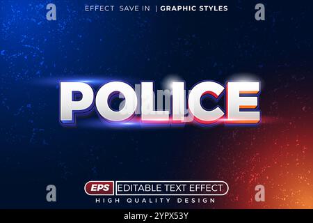 Editable 3d text effect police Stock Vector