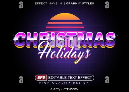 Editable 3d text effect Christmas holidays Stock Vector