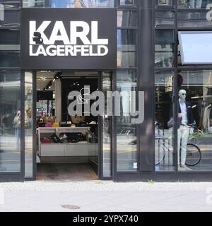 Berlin, Germany, May 10, 2022, entrance to Karl Lagerfeld store with company logo on Friedrichstrasse, Europe Stock Photo