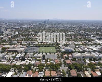 Aerial view of Beverly Hills, city in California's Los Angeles County. Home to many Hollywood stars Stock Photo