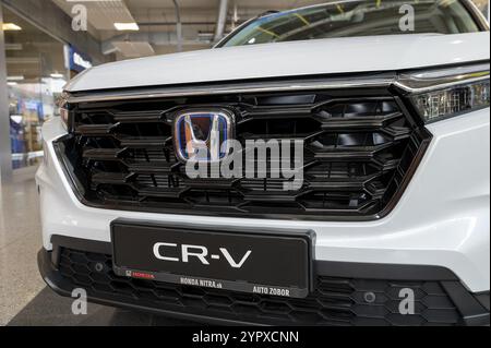 Nitra, Slovakia, March, 10, 2024 : A modern Honda car close up. New model of Honda CR-V. Honda logo detail, Europe Stock Photo