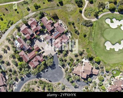 Big luxury villa with pool located next the golf course and green valley in a private community, San Diego, California Stock Photo