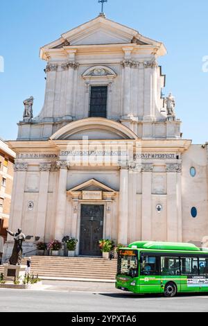 Civitavecchia Italy,Piazza Vittorio Emanuele II square,Via XVI Settembre street,Cattedrale di San Francesco d'Assisi St Francis of Assisi Cathedral Ro Stock Photo