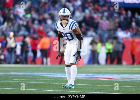 Foxborough, MA, USA. 1st Dec, 2024. MA, USA; Indianapolis Colts safety Nick Cross (20) in action during the NFL game between Indianapolis Colts and New England Patriots in Foxborough, MA. Anthony Nesmith/CSM/Alamy Live News Stock Photo