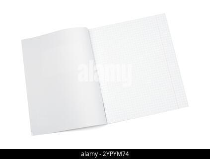 One open copybook isolated on white, top view. School stationery Stock ...