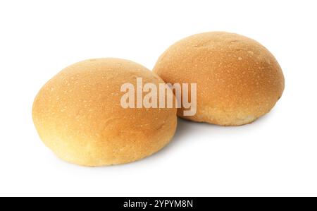 Two fresh tasty buns isolated on white Stock Photo