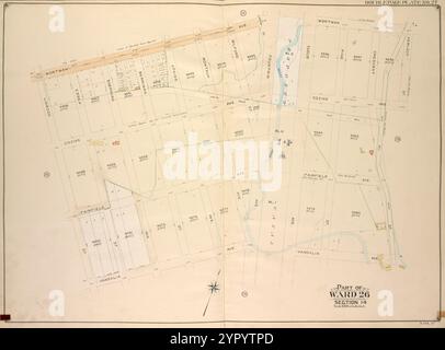 Brooklyn, Vol. 4, Double Page Plate No. 27; Part of Ward 26; Sections 14; 1905 by E.B. Hyde & Co. Stock Photo