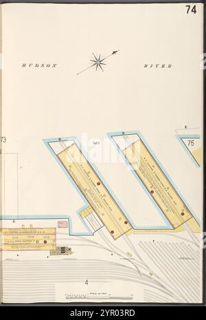 Manhattan, V. 6, Plate No. 74 [Map bounded by Hudson River] 1907 Stock Photo