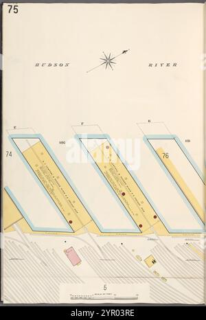 Manhattan, V. 6, Plate No. 75 [Map bounded by Hudson River] 1907 Stock Photo