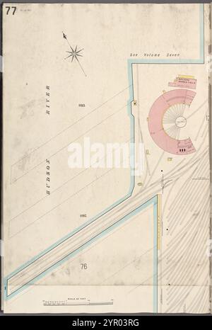 Manhattan, V. 6, Plate No. 77 [Map bounded by Hudson River] 1907 Stock Photo