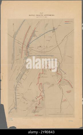 Map of the battle field of Gettysburg, July 1st, 2nd, & 3rd, 1863 1863 Stock Photo