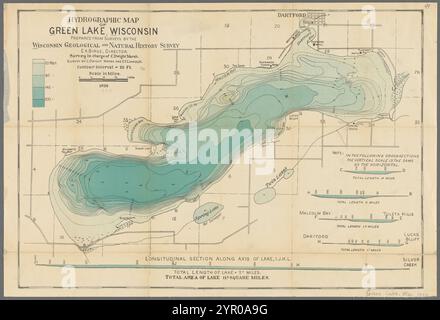 Hydrographic map of Green Lake, Wisconsin , Hydrology, Wisconsin, Green