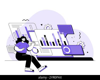 Big data visualization process displaying information. Analytics ...