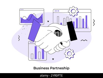 business partnership, Agreement, Contract, Deal, Handshake flat illustration vector template, Welcome gesture, collaboration, agree on business partne Stock Vector