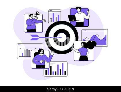 Team of business people working together, Workflow management, effective and productive teamwork, Distant workflow, Online business communication, Rem Stock Vector