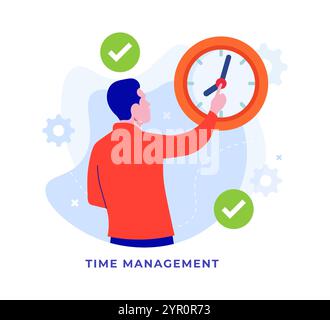 Time management, Productivity, Efficiency work time, Workflow scheduling, Planning day, Schedule Management, Planning and organizing upcoming tasks, F Stock Vector