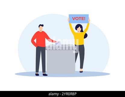 People put the voting ballot in the ballot box, Polling or survey concept, Election concept, Votes for women Stock Vector