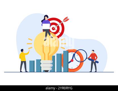 productivity flat illustration, Self-management, Performance increase, Goal setting, Achieving targets, Time management concept for landing page, web Stock Vector