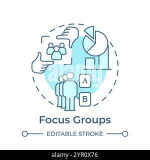 Focus groups soft blue concept icon Stock Vector