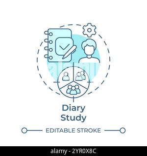 Diary study soft blue concept icon Stock Vector