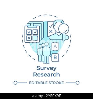 Survey research soft blue concept icon Stock Vector