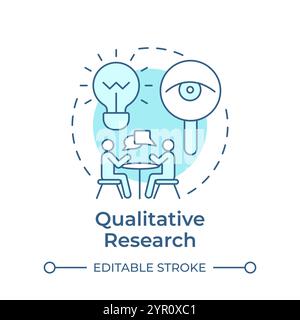 Qualitative research soft blue concept icon Stock Vector