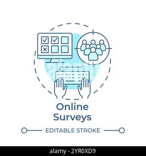 Online surveys soft blue concept icon Stock Vector