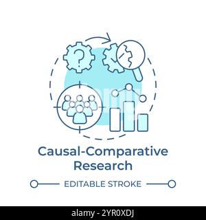 Causal-comparative research soft blue concept icon Stock Vector