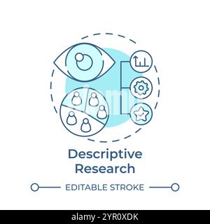 Descriptive research soft blue concept icon Stock Vector