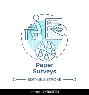 Paper surveys soft blue concept icon Stock Vector