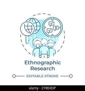 Ethnographic research soft blue concept icon Stock Vector