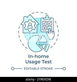 In-home usage test soft blue concept icon Stock Vector