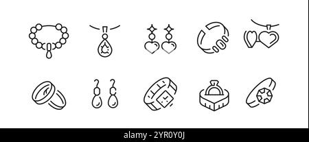 Jewelry Icons Set Stock Vector