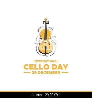 International Cello Day on December 29, Vector graphic of international Cello day . flat design. Line art design. flyer design. flat illustration. Stock Vector