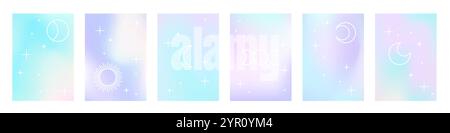 Fluid holographic gradient poster collection Stock Vector