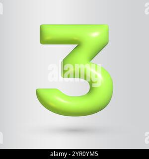 3d style number 3. Three Stock Vector