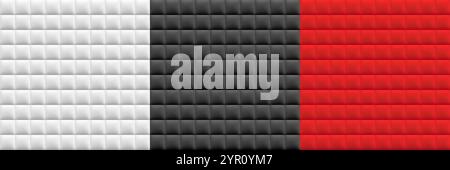 3D background collection. White, black and red square backdrop set Stock Vector