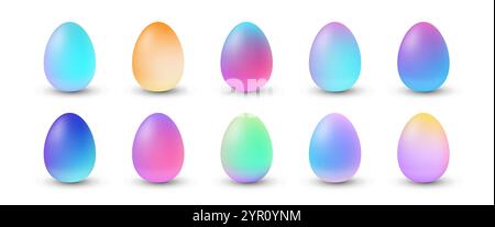 Cute gradient color easter eggs collection. Stock Vector