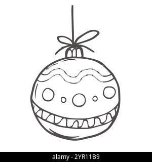 Christmas baubles hand drawn Isolated vector illustration. Christmas tree toy Glass for holiday poster, party sketch for New Year cards, greeting, hol Stock Vector