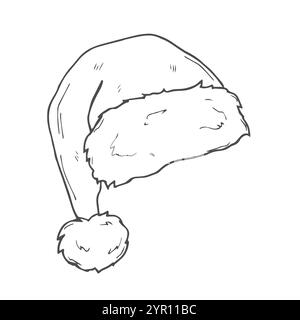 Santa hat vector sketch icon isolated on background. Hand drawn Santa hat icon. Santa hat sketch icon for infographic, website or app. Stock Vector