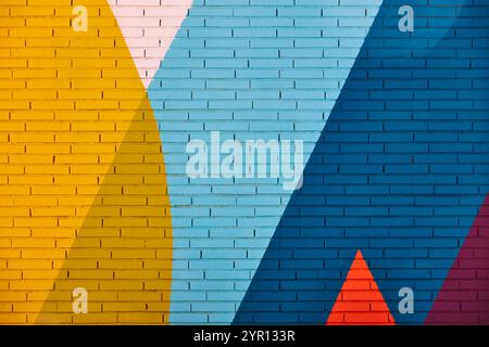 Multi colored abstract textured background. Colored brick wall backdrop Stock Photo