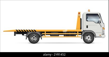 Tow truck view from the side isolated on a white background. Roadside assistance vehicle vector mockup, easy editing and recolor Stock Vector