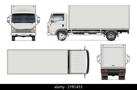 Small truck vector mockup in white for vehicle branding, corporate identity. All elements in the groups are in separate layers Stock Vector