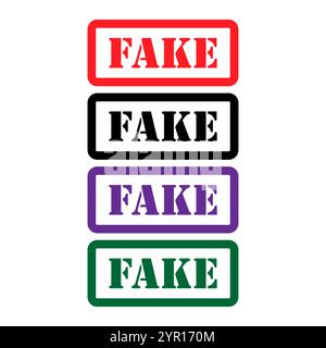 Set of Fake stamp symbol, label sticker sign button, text banner vector illustration . Stock Vector