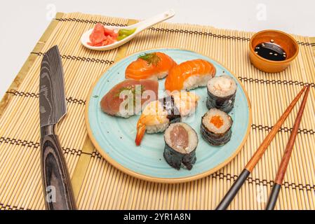 This special rice is steamed and mixed with an agricultural dressing of rice vinegar, sugar and salt Stock Photo