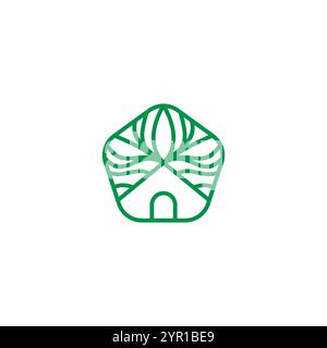 Nature house logo with green color. home leaf icon Stock Vector