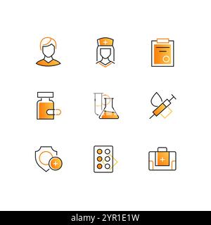 Medicine and healthcare - line design style icons set Stock Vector