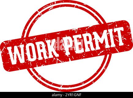 work permit round stamp isolated on transparent background. work permit stamp Stock Vector