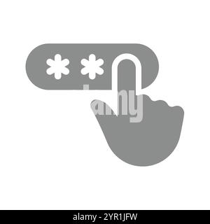 Pin code entering with hand and masked characters. Password login vector icon. Stock Vector