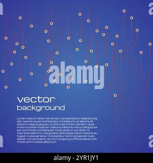 Abstract technological blue background with elements of the microchip. Circuit board background texture. Vector illustration. Stock Vector
